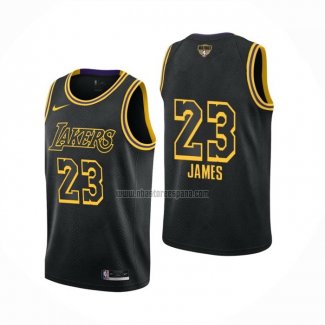 Camiseta Los Angeles Lakers Lebron James NO 23 Ciudad 2020-21 Negro