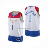 Camiseta New Orleans Pelicans Zion Williamson NO 1 Ciudad 2020-21 Blanco