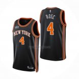 Camiseta New York Knicks Derrick Rose NO 4 Ciudad 2021-22 Negro