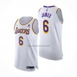 Camiseta Los Angeles Lakers LeBron James NO 6 Association Autentico Blanco