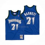 Camiseta Minnesota Timberwolves Kevin Garnett NO 21 Hardwood Classics Throwback 2003-04 Azul