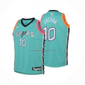 Camiseta Nino San Antonio Spurs Jeremy Sochan NO 10 Ciudad 2022-23 Verde