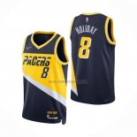 Camiseta Indiana Pacers Justin Holiday NO 8 Ciudad 2021-22 Azul