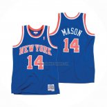 Camiseta New York Knicks Anthony Mason NO 14 Hardwood Classics Throwback Azul