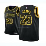 Camiseta Nino Los Angeles Lakers Lebron James NO 23 Ciudad 2017-18 Negro