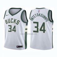 Camiseta Nino Milwaukee Bucks Giannis Antetokounmpo NO 34 Association Blanco