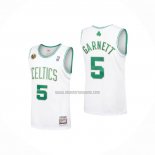 Camiseta Boston Celtics Kevin Garnett NO 5 Hardwood Classics Throwback 2007-08 Blanco