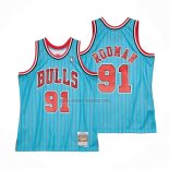 Camiseta Chicago Bulls Dennis Rodman NO 91 Mitchell & Ness 1995-96 Azul