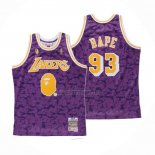 Camiseta Los Angeles Lakers Bape NO 93 Mitchell & Ness Violeta