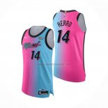 Camiseta Miami Heat Tyler Herro NO 14 Ciudad 2020-21 Autentico Azul Rosa