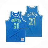 Camiseta Minnesota Timberwolves Kevin Garnett NO 21 Hardwood Classics Throwback Azul
