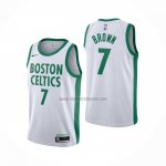 Camiseta Boston Celtics Jaylen Brown NO 7 Ciudad 2020-21 Blanco