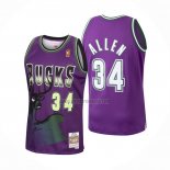 Camiseta Milwaukee Bucks Ray Allen NO 34 Mitchell & Ness 1996-97 Violeta