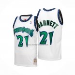 Camiseta Minnesota Timberwolves Kevin Garnett NO 21 Mitchell & Ness 1997-98 Blanco