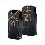 Camiseta Toronto Raptors Thaddeus Young NO 21 Ciudad 2022-23 Negro