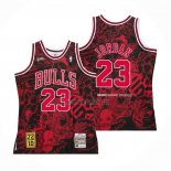 Camiseta Chicago Bulls Michael Jordan NO 23 Mitchell & Ness Hebru Brantley Negro