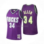 Camiseta Milwaukee Bucks Ray Allen NO 34 Mitchell & Ness 2000-01 Violeta