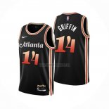 Camiseta Atlanta Hawks AJ Griffin NO 14 Ciudad 2022-23 Negro