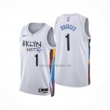 Camiseta Brooklyn Nets Mikal Bridges NO 1 Ciudad 2022-23 Blanco