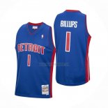 Camiseta Detroit Pistons Chauncey Billups NO 1 Mitchell & Ness 2003-04 Azul