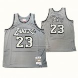 Camiseta Los Angeles Lakers Lebron James NO 23 Mitchell & Ness 1996-97 Gris