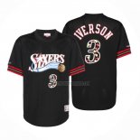 Camiseta Manga Corta Philadelphia 76ers Allen Iverson NO 3 Negro2