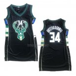 Camiseta Mujer Milwaukee Bucks Giannis Antetokounmpo NO 34 Icon Negro