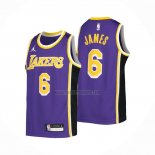 Camiseta Nino Los Angeles Lakers LeBron James NO 6 Statement Violeta