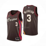 Camiseta Portland Trail Blazers CJ McCollum NO 3 Ciudad 2020-21 Marron