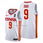 Camiseta Espana Ricky Rubio NO 9 2019 FIBA Baketball World Cup Blanco