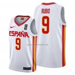 Camiseta Espana Ricky Rubio NO 9 2019 FIBA Baketball World Cup Blanco