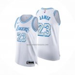 Camiseta Los Angeles Lakers LeBron James NO 23 Ciudad Autentico 2020-21 Blanco