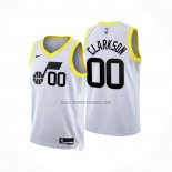 Camiseta Utah Jazz Jordan Clarkson NO 00 Association 2022-23 Blanco