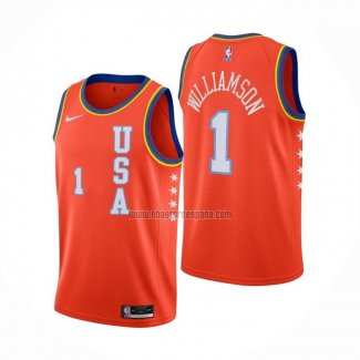 Camiseta 2020 Rising Star Zion Williamson NO 1 USA Naranja