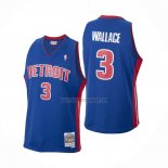 Camiseta Detroit Pistons Ben Wallace NO 3 Mitchell & Ness 2003-04 Azul