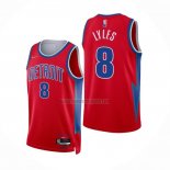 Camiseta Detroit Pistons Trey Lyles NO 8 Ciudad 2021-22 Rojo