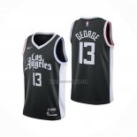 Camiseta Los Angeles Clippers Paul George NO 13 Ciudad 2020-21 Negro