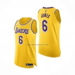 Camiseta Los Angeles Lakers LeBron James NO 6 Icon Autentico Amarillo