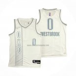 Camiseta Oklahoma City Thunder Russell Westbrook NO 0 Ciudad 2021-22 Blanco