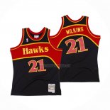 Camiseta Atlanta Hawks Dominique Wilkins NO 21 Mitchell & Ness 1986-87 Negro