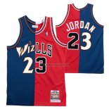 Camiseta Chicago Bulls Washington Wizards Michael Jordan NO 23 Split Azul Rojo