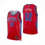 Camiseta Detroit Pistons Isaiah Livers NO 12 Ciudad 2021-22 Rojo