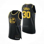 Camiseta Golden State Warriors Stephen Curry NO 30 Ciudad 2021-22 Autentico Negro