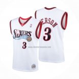 Camiseta Philadelphia 76ers Allen Iverson NO 3 Mitchell & Ness 2000 Blanco