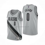 Camiseta Portland Trail Blazers Damian Lillard NO 0 Earned 2020-21 Gris