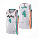 Camiseta San Antonio Spurs Derrick White NO 4 Ciudad 2021-22 Blanco