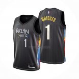 Camiseta Brooklyn Nets Mikal Bridges NO 1 Ciudad 2022-23 Negro