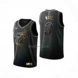 Camiseta Golden Edition Miami Heat Dwyane Wade NO 3 Negro