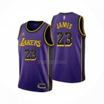 Camiseta Los Angeles Lakers LeBron James NO 23 Statement 2022-23 Violeta