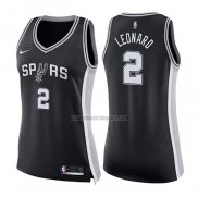 Camiseta Mujer San Antonio Spurs Kawhi Leonard NO 2 Icon 2017-18 Negro